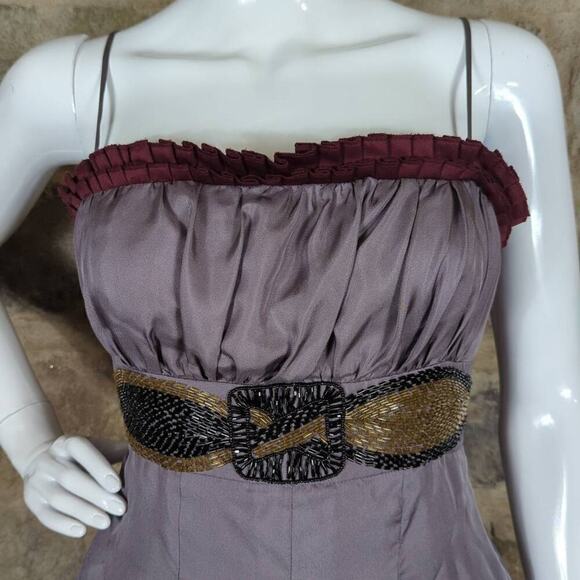 Twelve Dress Woman's Small Silk Beaded Gray Party Steampunk Gothic Formal - Picture 3 of 16